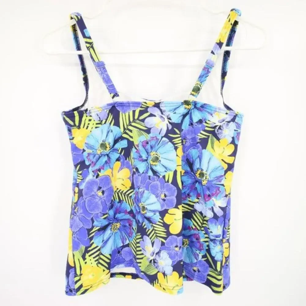 NWOT Lands End Swim Tankini Top Purple Yellow Floral Tropical Size 2P - Picture 9 of 9